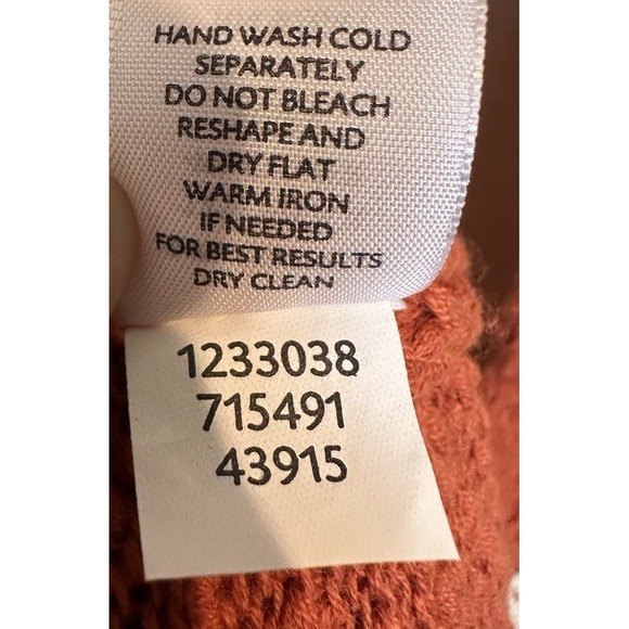 J.‎ Jill Orange 3 Button Cardigan Sweater Wool Cotton Blend Longer Length Sz M - Picture 5 of 6